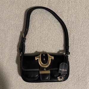 True Religion Black Shoulder Bag with Gold Accents